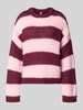 PIECES sweter krój regular fit w dwukolorowym wyglądzie model 'DORTHEA' Różowy