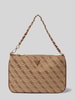 GUESS Shoulder Bag mit Allover-Brand-Stickereien Cognac