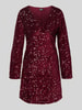 Pieces Sukienka mini cekinowa z aksamitu model ‘KAM’ Bordowy