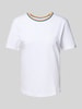 Jake*s Casual T-Shirt mit geripptem Rundhalsausschnitt Weiss