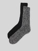 Snocks Socken mit geripptem Abschluss im 2er-Pack Dunkelgrau Melange