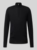 Profuomo Wollpullover mit Troyer-Kragen Black