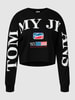 Tommy Jeans Cropped Longsleeve mit Label-Print Schwarz