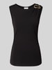 Jake*s Collection Tanktop van viscosemix met draperieën Zwart