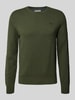 s.Oliver RED LABEL Regular Fit Strickpullover aus reiner Baumwolle mit Label-Stitching Oliv