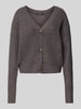 Vero Moda Regular Fit Strickjacke mit V-Ausschnitt Modell 'LEA' Anthrazit