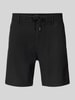 BOSS Orange Tapered Fit Leinenshorts mit elastischem Bund Black