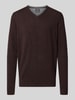 Fynch-Hatton Regular Fit Strickpullover aus Baumwoll-Mix mit Kaschmir-Anteil Dunkelbraun