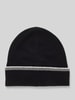 Christian Berg Woman Wollbeanie mit Umschlag in Ripp-Optik Black