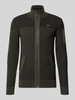 PME Legend Regular Fit Strickjacke aus reiner Baumwolle mit Label-Stitching Mittelgrau