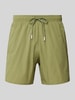 BOSS Relaxed Fit Badeshorts mit Label-Print Modell 'Iconic' Khaki