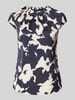 comma Slim Fit Blusenshirt mit Schlüsselloch-Ausschnitt Marine