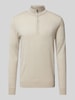 Profuomo Wollen pullover met schipperskraag Beige