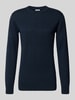 Lindbergh Gebreide pullover met ribboorden Donkerblauw