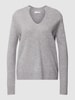 Christian Berg Woman Strickpullover aus Wolle mit V-Ausschnitt Hellgrau meliert