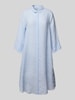 0039 Italy Knielanges Hemdblusenkleid aus Leinen mit 3/4-Arm Modell 'GRACY' Bleu