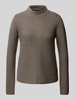 Oui Gebreide pullover met opstaande kraag Taupe