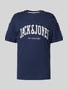 Jack & Jones T-shirt met labelprint, model 'CYRUS' Donkerblauw