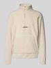 Jack & Jones Fleecepullover met kangoeroezak, model 'SOHO HALFZIP FLEECE' Offwhite