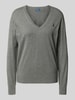 Polo Ralph Lauren Gebreide pullover met logostitching en V-hals Middengrijs