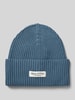 Marc O'Polo Beanie met labelpatch Jeansblauw