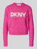 DKNY Gebreide pullover met labelprint Felroze