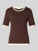 Christian Berg Woman Selection Slim fit gebreid shirt van viscosemix Donkerbruin