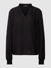 More & More Blouseshirt met opstaande kraag en V-hals Zwart