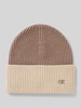 CK Calvin Klein Beanie in Two-Tone-Machart aus Wolle-Kaschmir-Mix Taupe