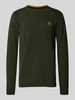 PME Legend Gebreide pullover met labeldetail Olijfgroen