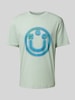 Hugo Blue T-shirt met labelprint, model 'Nakoree' Mintgroen