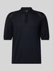 Emporio Armani Slim Fit Poloshirt mit Reißverschluss und Seiden-Anteil Marine