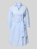 0039 Italy Knielanges Hemdblusenkleid mit Bindegürtel Modell 'JULE' Bleu