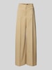 BOSS Wide leg stoffen broek met persplooien, model 'Tiana' Beige