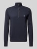 BOSS Orange Gebreide pullover met labeldetail, model 'Kanobix' Donkerblauw