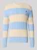 REVIEW Slim Fit Strickpullover aus reiner Baumwolle mit Zopfmuster Ecru