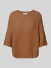 Jake*s Casual Gebreide pullover met 3/4-mouwen Middenbruin