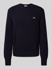 Lacoste Regular fit gebreide pullover van pure wol Marineblauw