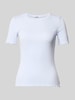 Tom Tailor Denim Slim Fit T-Shirt aus Baumwoll-Mix in Rippstrick Hellblau