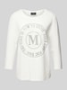 Monari Longsleeve mit Label-Ziersteinbesatz Weiss