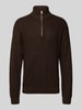 Jack & Jones Strickpullover mit Reißverschluss Modell 'KAITO' Dunkelbraun