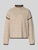 Stefanel Strickpullover mit Stehkragen Beige Melange