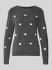 VERO MODA Regular Fit Pullover mit Rundhalsausschnitt Modell 'DOFFY' Dunkelgrau Melange