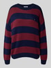 Review Sweter z dzianiny o kroju relaxed fit ze wzorem w paski Bordowy