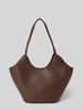 Seidenfelt Schoudertas in leerlook model 'Nelma' Donkerbruin