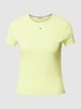 Tommy Jeans T-shirt met labelstitching Neongeel
