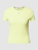 Tommy Jeans T-Shirt mit Label-Stitching Neon Gelb