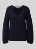 Lanius Gebreide pullover met V-hals Marineblauw gemêleerd