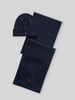 Polo Ralph Lauren Muts en sjaal als set van zuivere wol Marineblauw