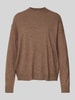 MANGO Loose Fit Strickpullover mit Woll-Anteil Mittelbraun
